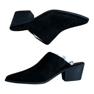 Lisa Vicky Black Suede Pointy Toe Skip Heeled Mule 9